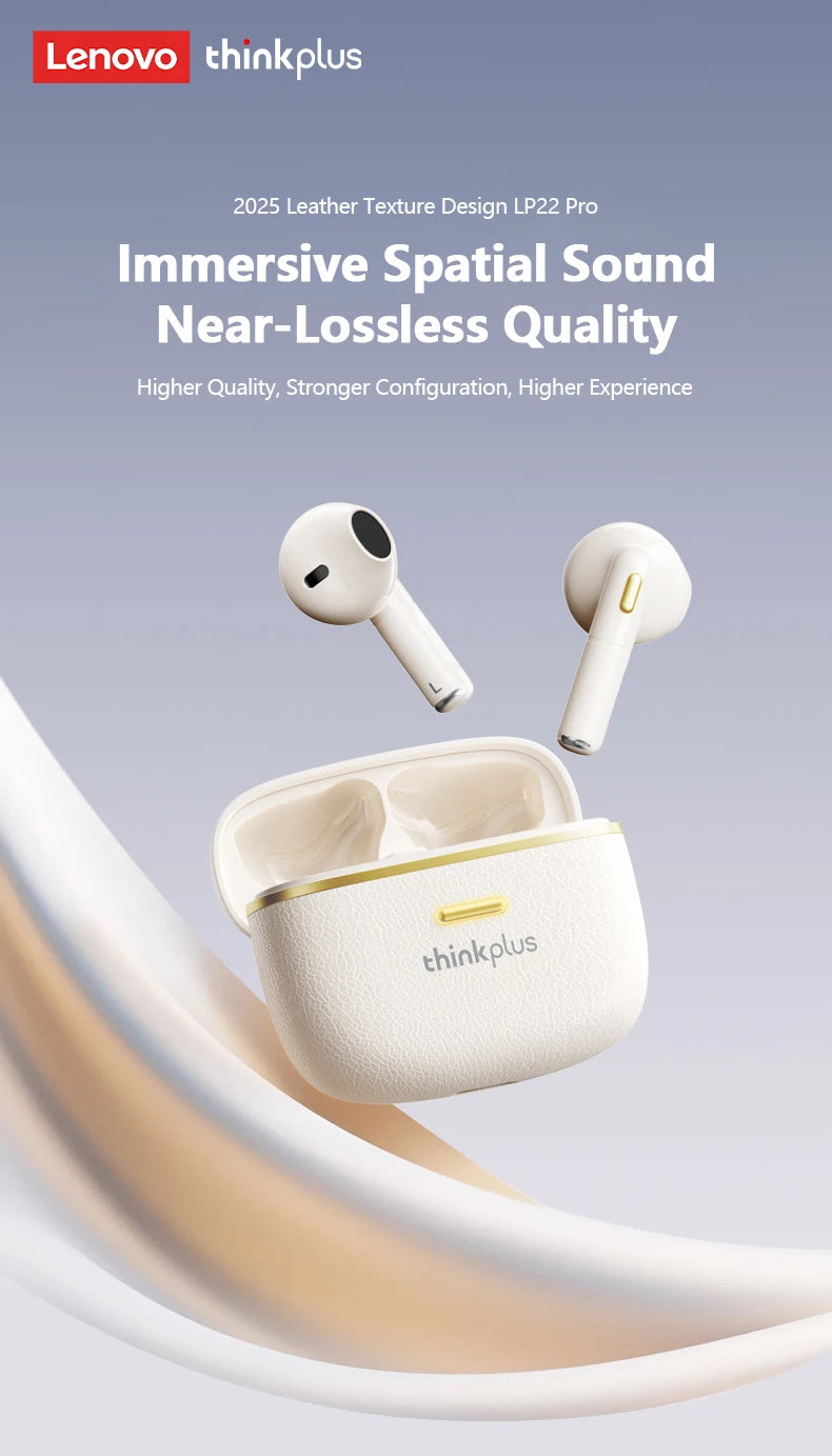 Original Lenovo LP22 Pro Wireless Bluetooth Headphones True For Stereo Sport Game TWS Earbuds In Ear With Mic Touch Headset New
