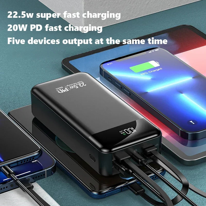 Power Bank 100000mAh with 22.5W PD Fast Charging Powerbank Portable Battery Charger PoverBank for IPhone Xiaomi Huawei