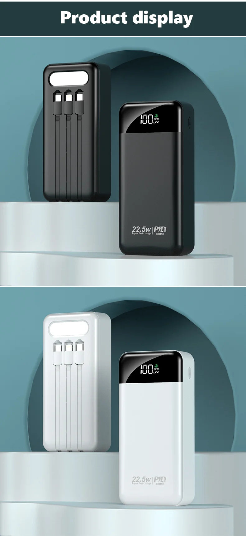 Power Bank 100000mAh with 22.5W PD Fast Charging Powerbank Portable Battery Charger PoverBank for IPhone 13Pro Xiaomi Huawei