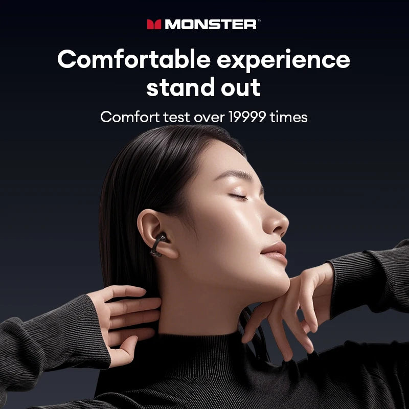 Monster MQT65 OWS Bluetooth 5.4 Earphones HiFi Sound Quality HD Call Wireless Headphones Ear Clip Noise Canceling Sports Earbuds