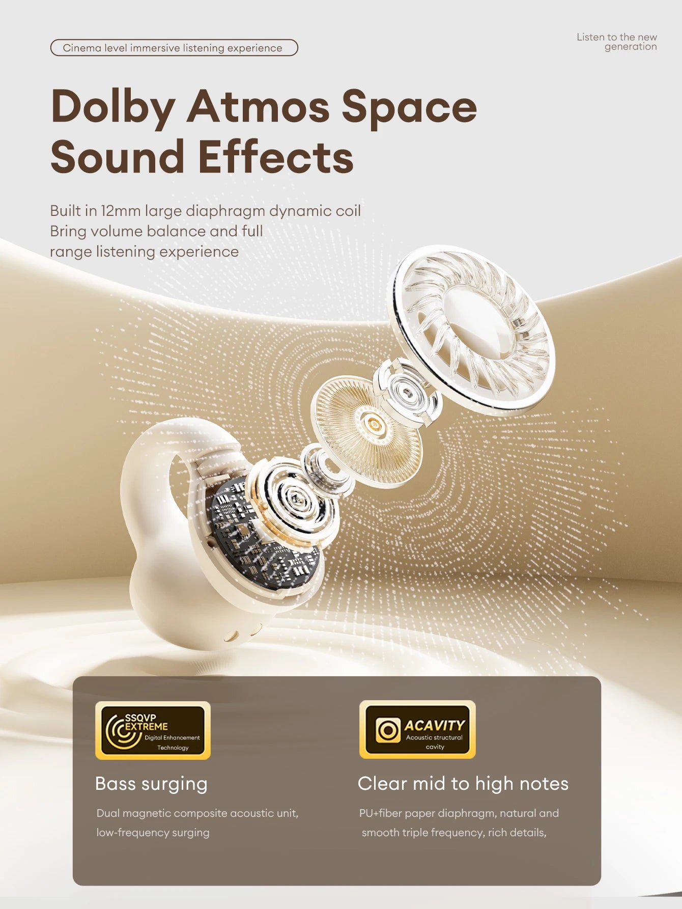 Lenovo LP25 OWS Bluetooth 5.4 Wireless Earphone Long Battery Life Headset Noise Canceling Gaming Headphones HIFI Stereo With Mic