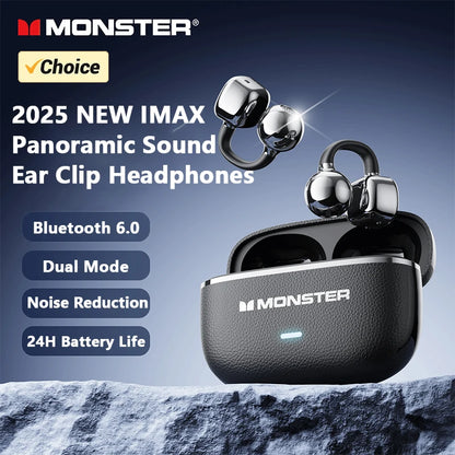 Monster MQT65 OWS Bluetooth 5.4 Earphones HiFi Sound Quality HD Call Wireless Headphones Ear Clip Noise Canceling Sports Earbuds