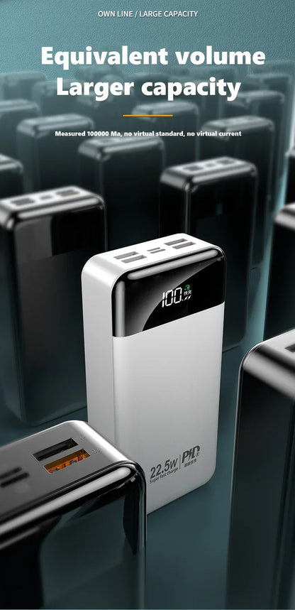 Power Bank 100000mAh with 22.5W PD Fast Charging Powerbank Portable Battery Charger PoverBank for IPhone Xiaomi Huawei