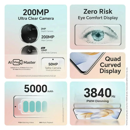 HONOR 90 5G Android Smartphone CPU Qualcomm Snapdragon 7 Gen 1 6.7 Inch OLED Screen  200MP Camera 5000mAh Battery Used Phone