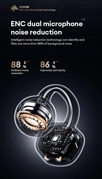 Monster MQT65 OWS Bluetooth 6.0 Earphones IP5X Waterproof Sports Wireless Headphones Noise Canceling HD Call Earbuds With Mic