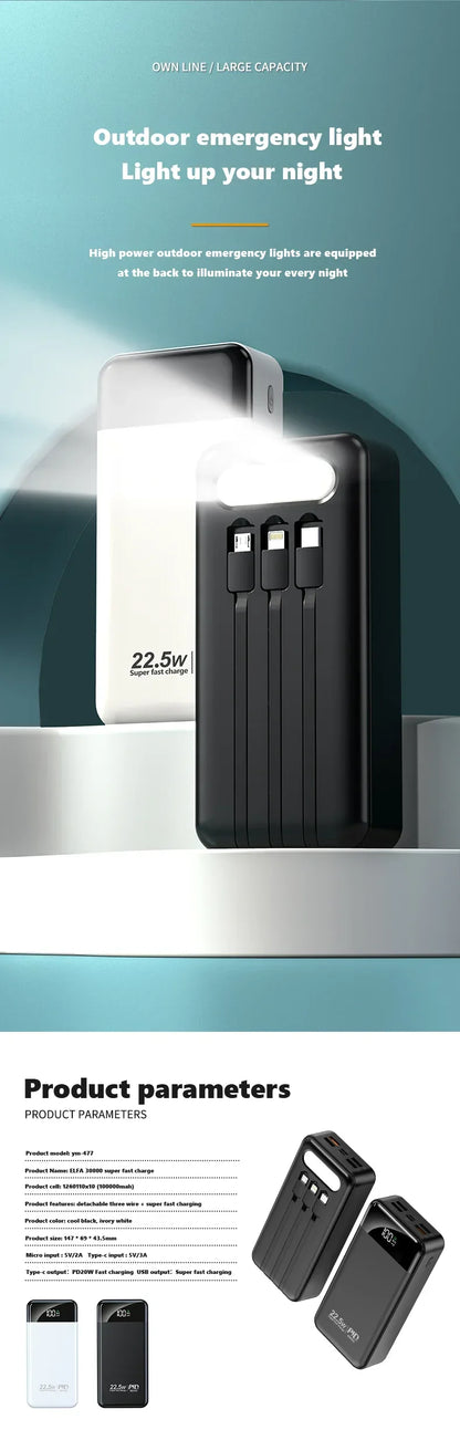 Power Bank 100000mAh with 22.5W PD Fast Charging Powerbank Portable Battery Charger PoverBank for IPhone Xiaomi Huawei