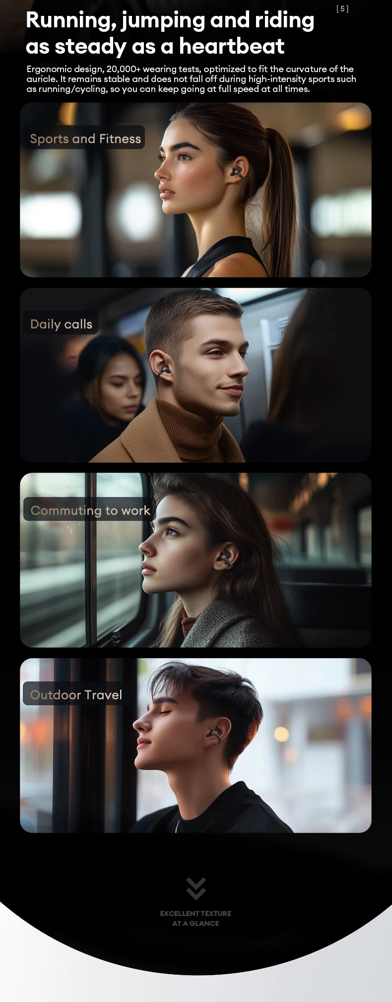 Monster MQT65 OWS Bluetooth 6.0 Earphones IP5X Waterproof Sports Wireless Headphones Noise Canceling HD Call Earbuds With Mic