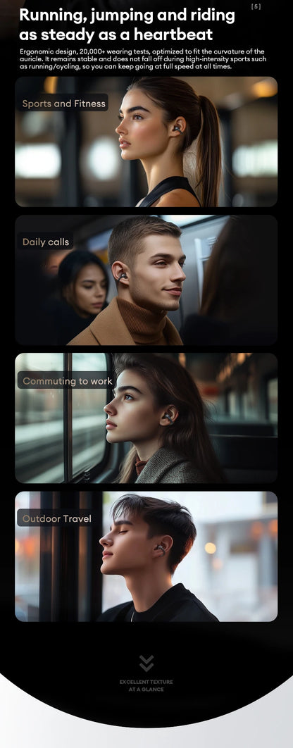 Monster MQT65 OWS Bluetooth 6.0 Earphones IP5X Waterproof Sports Wireless Headphones Noise Canceling HD Call Earbuds With Mic