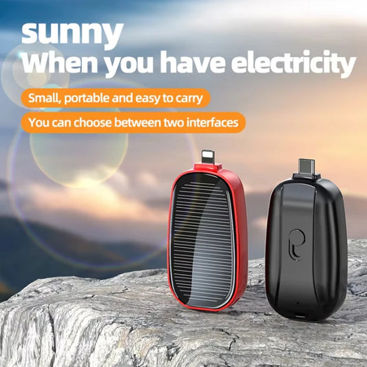 1200mAh Solar Power Bank Portable Charging Poverbank External Battery Charger Fast Charging Powerbank Keychain For Xiaomi TYPE C