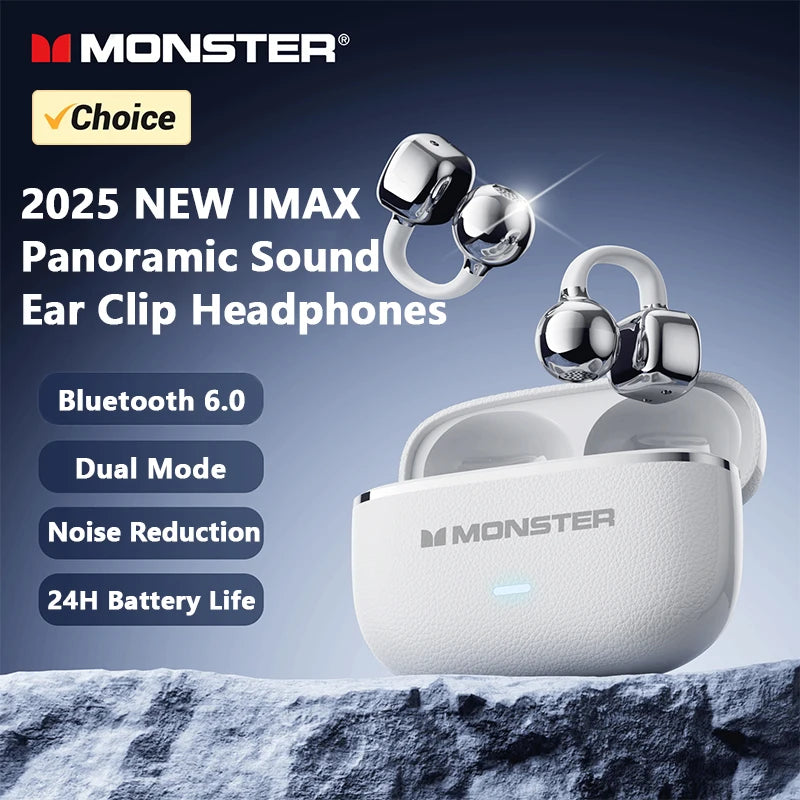 Monster MQT65 OWS Bluetooth 6.0 Earphones IP5X Waterproof Sports Wireless Headphones Noise Canceling HD Call Earbuds With Mic