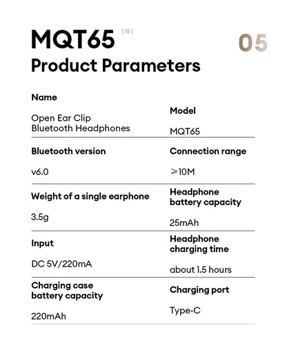 Monster MQT65 OWS Bluetooth 6.0 Earphones IP5X Waterproof Sports Wireless Headphones Noise Canceling HD Call Earbuds With Mic