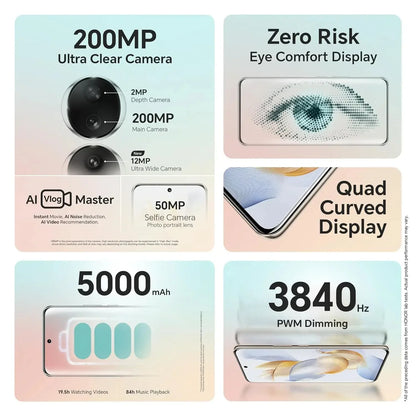 HONOR 90 5G Android Smartphone CPU Qualcomm Snapdragon 7 Gen 1 6.7 Inch OLED Screen  200MP Camera 5000mAh Battery Used Phone