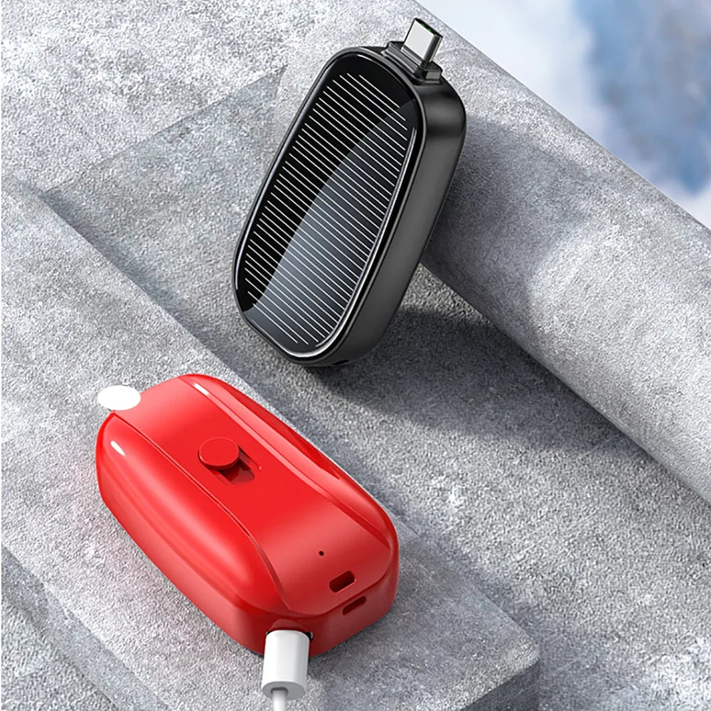 1200mAh Solar Power Bank Portable Charging Poverbank External Battery Charger Fast Charging Powerbank Keychain For Xiaomi TYPE C