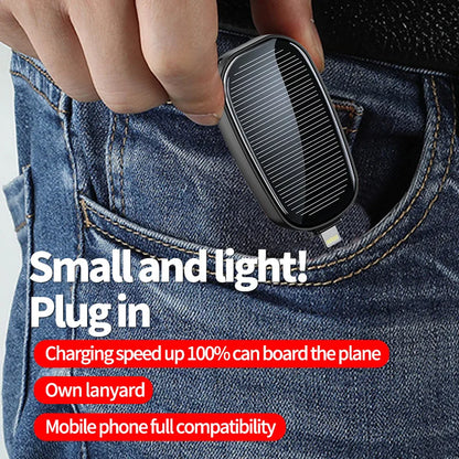 1200mAh Solar Power Bank Portable Charging Poverbank External Battery Charger Fast Charging Powerbank Keychain For Xiaomi TYPE C