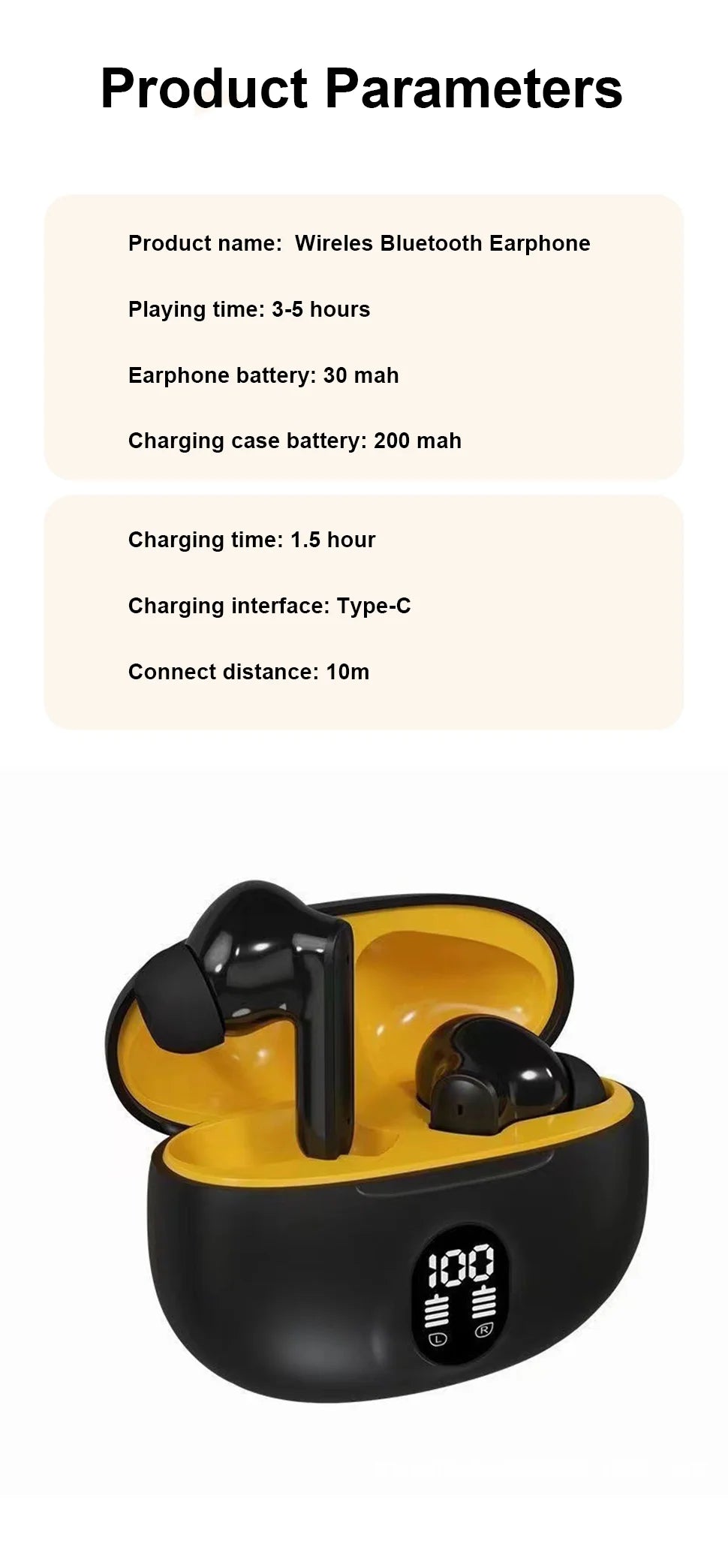 Bluetooth Earphone Wireless Headphone Widely compatible HiFi Stereo Headsets Noise Cancelling Earbuds For Xiaomi Lenovo Air ipad