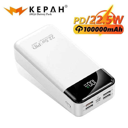 Power Bank 100000mAh with 22.5W PD Fast Charging Powerbank Portable Battery Charger PoverBank for IPhone Xiaomi Huawei