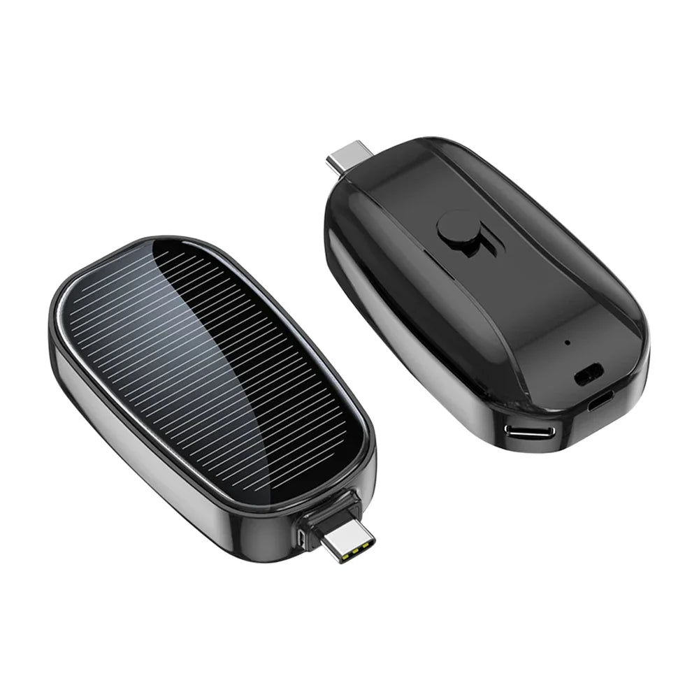 1200mAh Solar Power Bank Portable Charging Poverbank External Battery Charger Fast Charging Powerbank Keychain For Xiaomi TYPE C