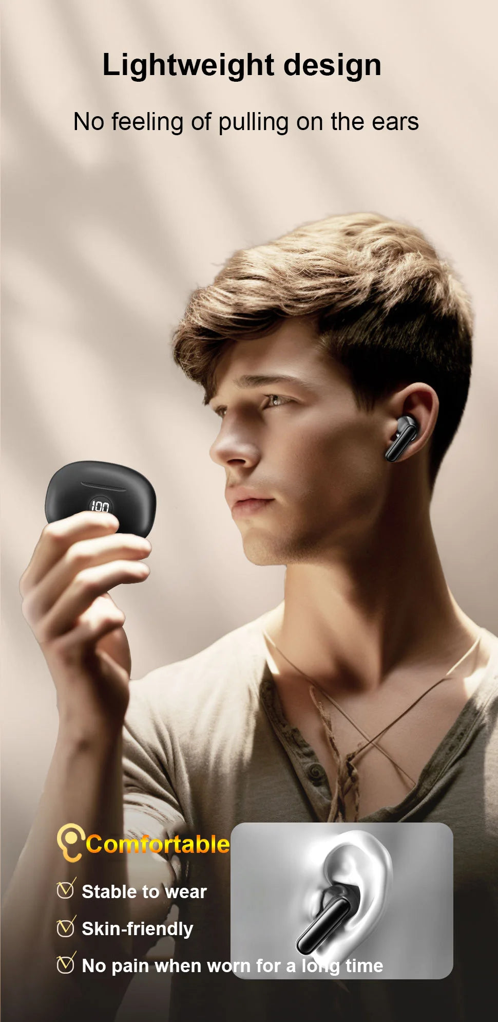 Bluetooth Earphone Wireless Headphone Widely compatible HiFi Stereo Headsets Noise Cancelling Earbuds For Xiaomi Lenovo Air ipad