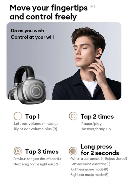 Monster MQT65 OWS Bluetooth 6.0 Earphones IP5X Waterproof Sports Wireless Headphones Noise Canceling HD Call Earbuds With Mic